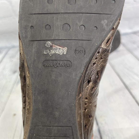 Nurture Flat Size 9.5 M Gold Rustic Comfort Cushioned Ballet Slip On Shoes - Picture 8 of 12